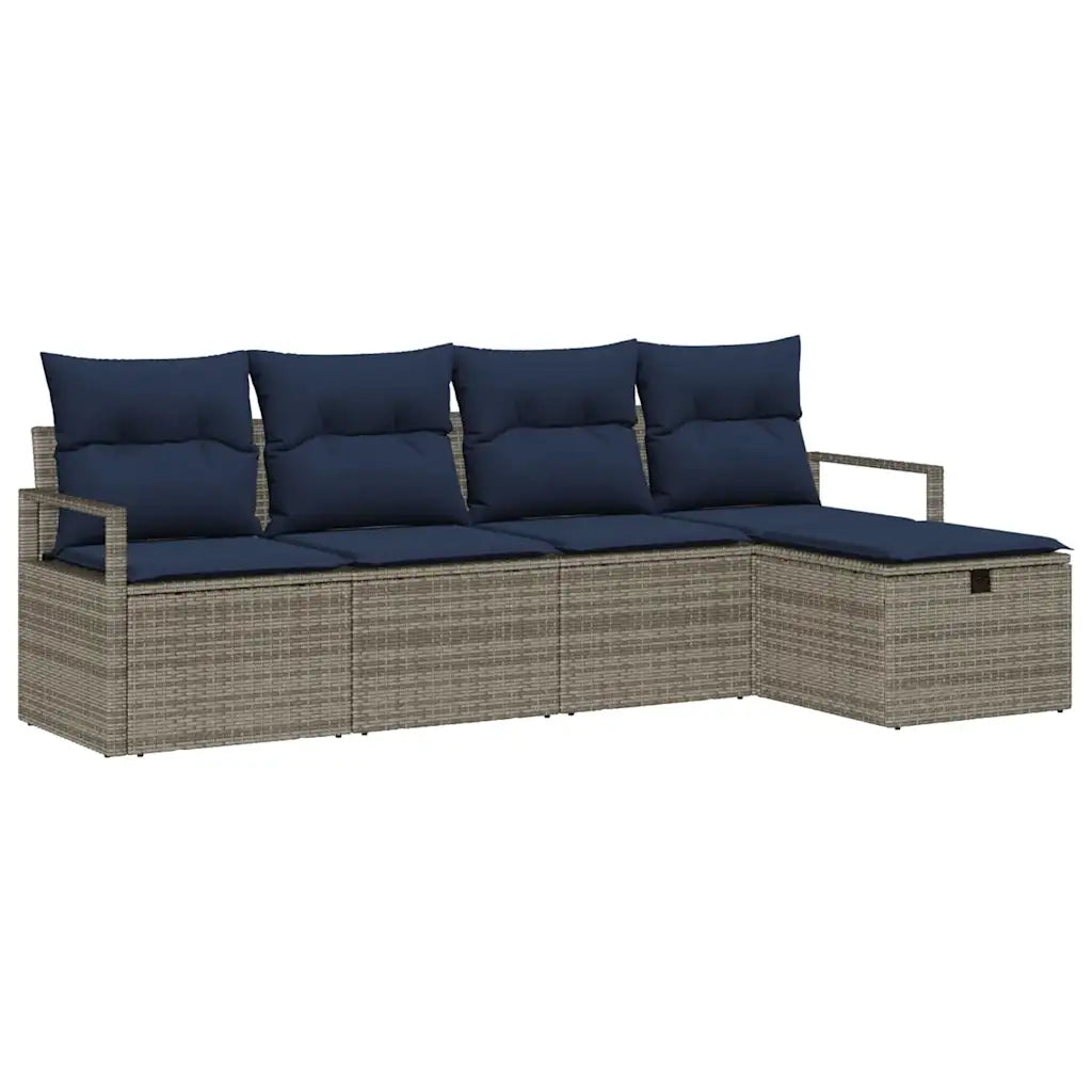 Set di divani con cuscino 5 pcs Grigio e Blu Navy polyrattan 3359164