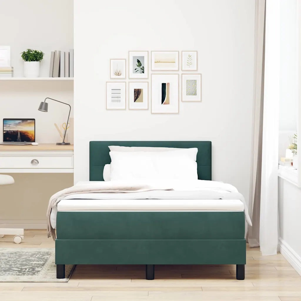 Letto a molle con materasso Verde Scuro 120 x 190 cm Velluto 3339095