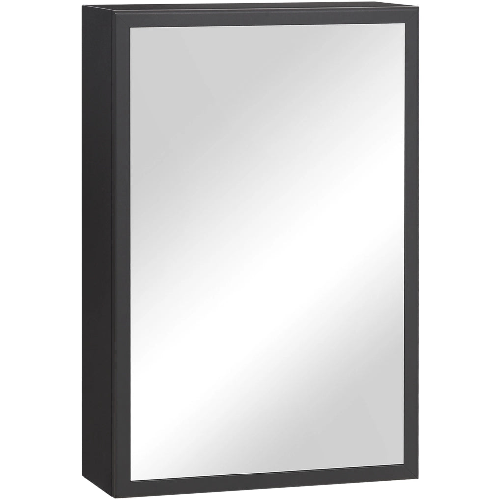 Mobile bagno pensile con specchio nero 40x15x60 cm a 3 ripiani