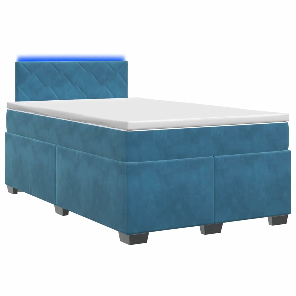 Letto con Box Spring, Materasso e LED Blu 120 x 190 cm Velluto 3452148
