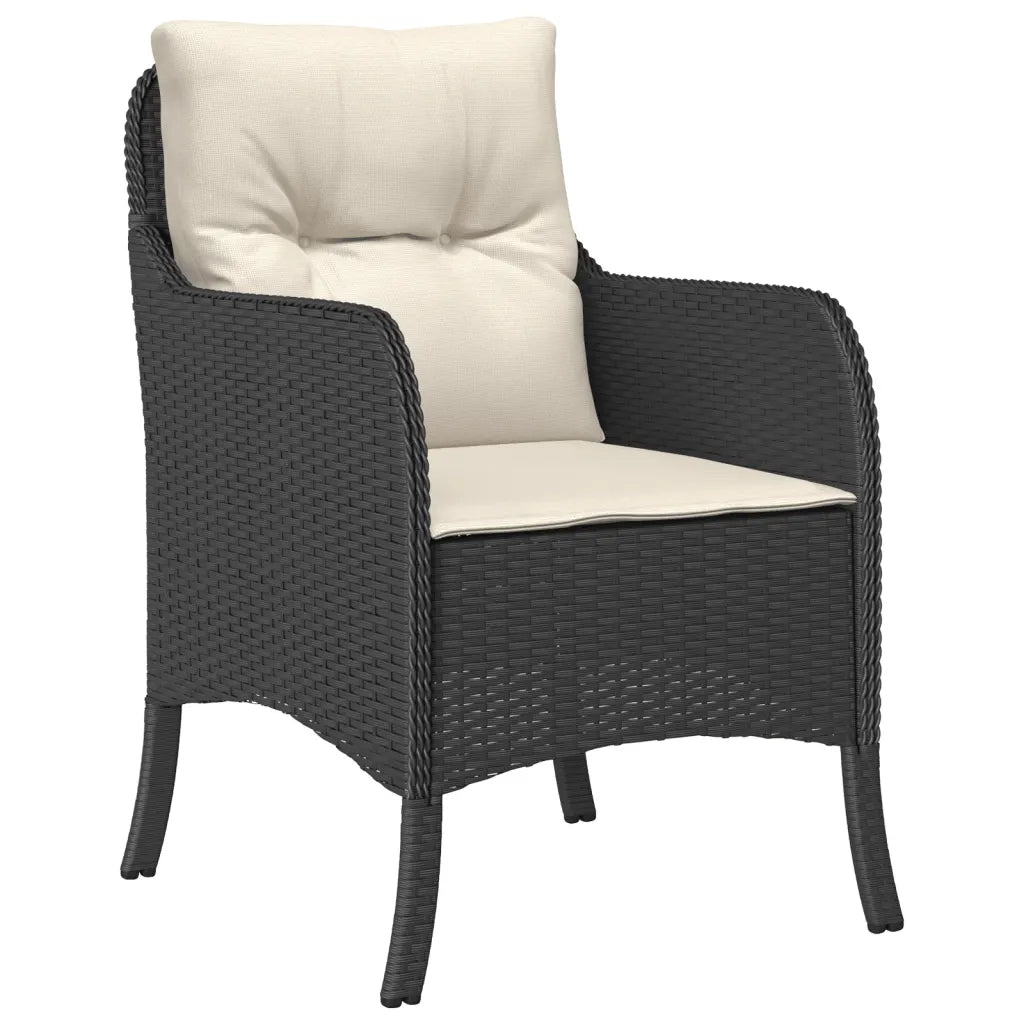 Set da Pranzo da Giardino 7 pz Nero con Cuscini in Polyrattan 3211863