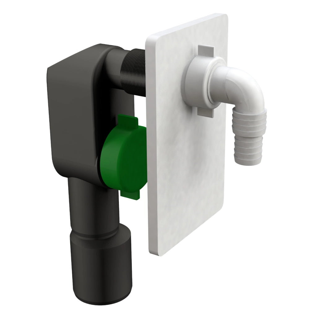 SIFONE AD INCASSO PER LAVATRICE IN PEHD CON PLACCA PVC BIANCA MODELLO CRIOLLO Ø50   BONOMINI S.R.L.