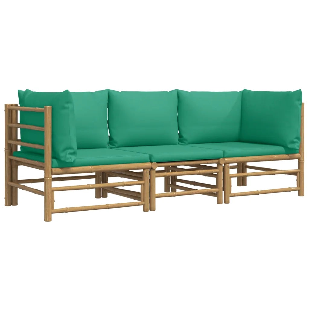 Set Salotto da Giardino 3pz con Cuscini Verdi Bambù 3155151
