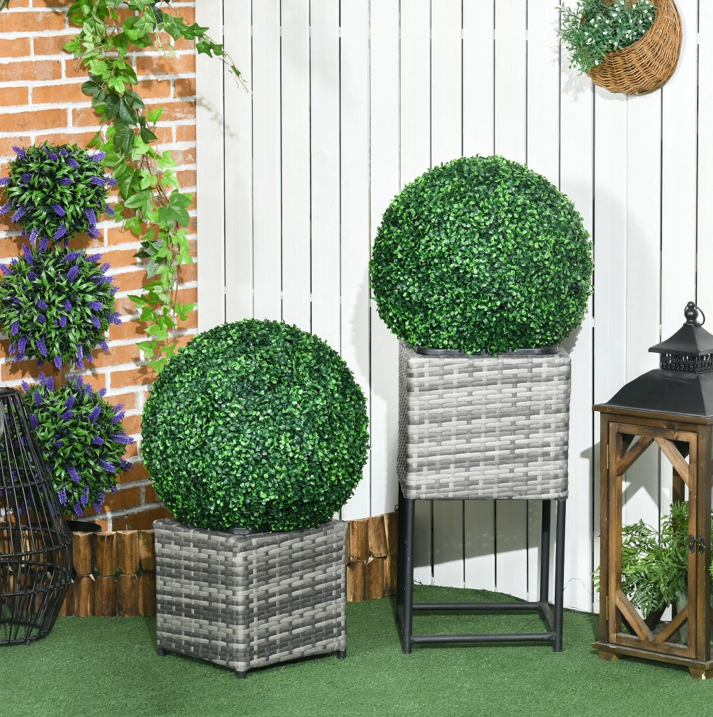 Set di 2 sfere di bosso artificiale ULEVR ?50 cm in plastica verde, decorazione per interni ed esterni
