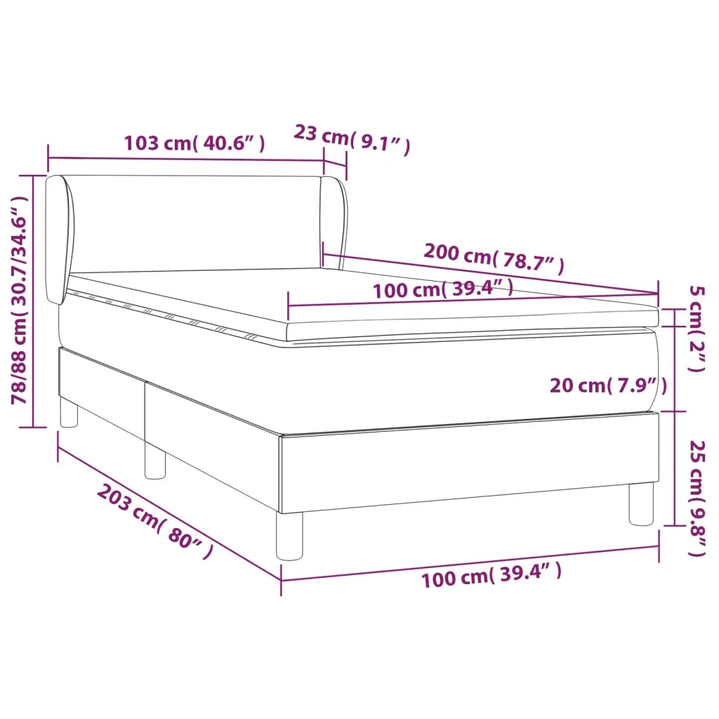 Giroletto a Molle con Materasso Cappuccino 100x200cm Similpelle