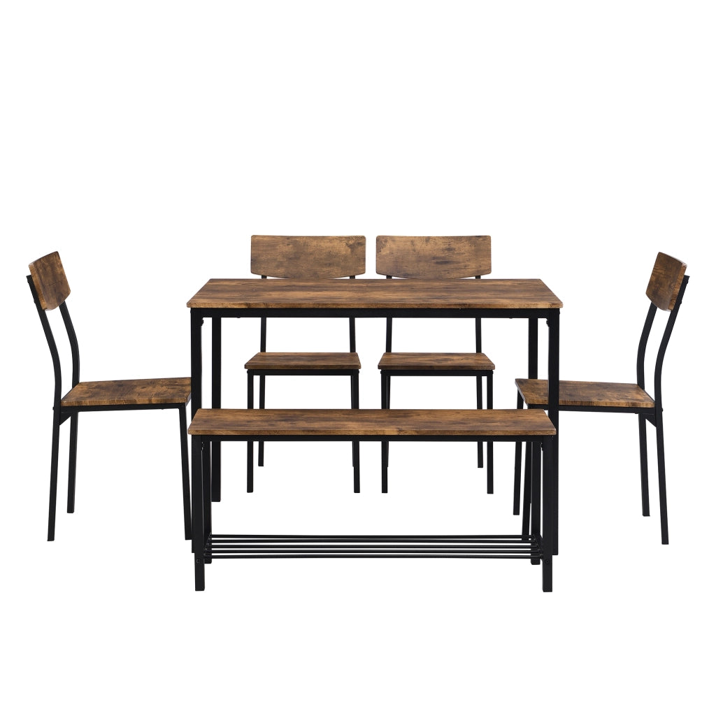 Set tavolo da pranzo con sedute in MDF marrone