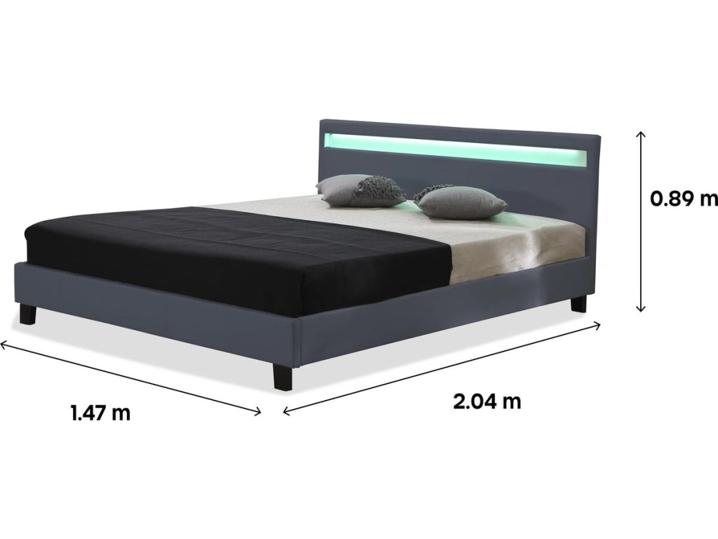 Letto con led "Maria" - 140 x 190 cm - Grigio