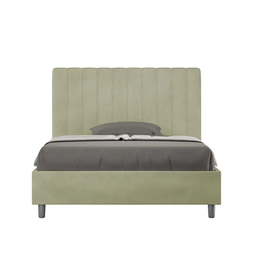 Letto una piazza e mezza senza rete imbottito 120x190 microfibra tè verde Agueda