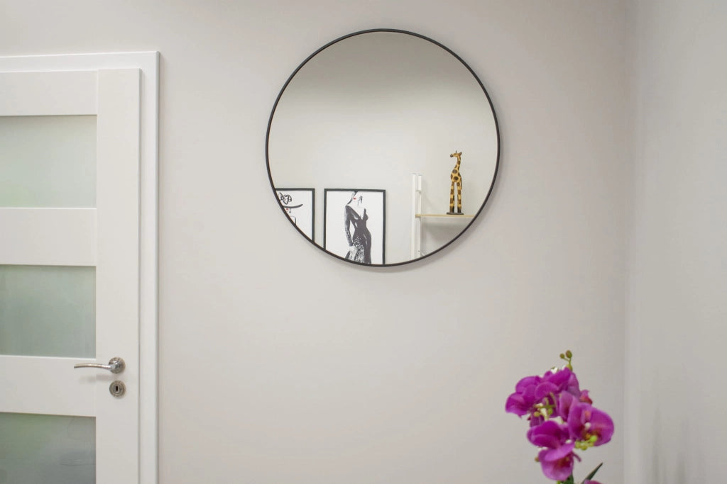 SPECCHIO Valora 70CM Cornice rotonda in metallo nero Stile scandinavo