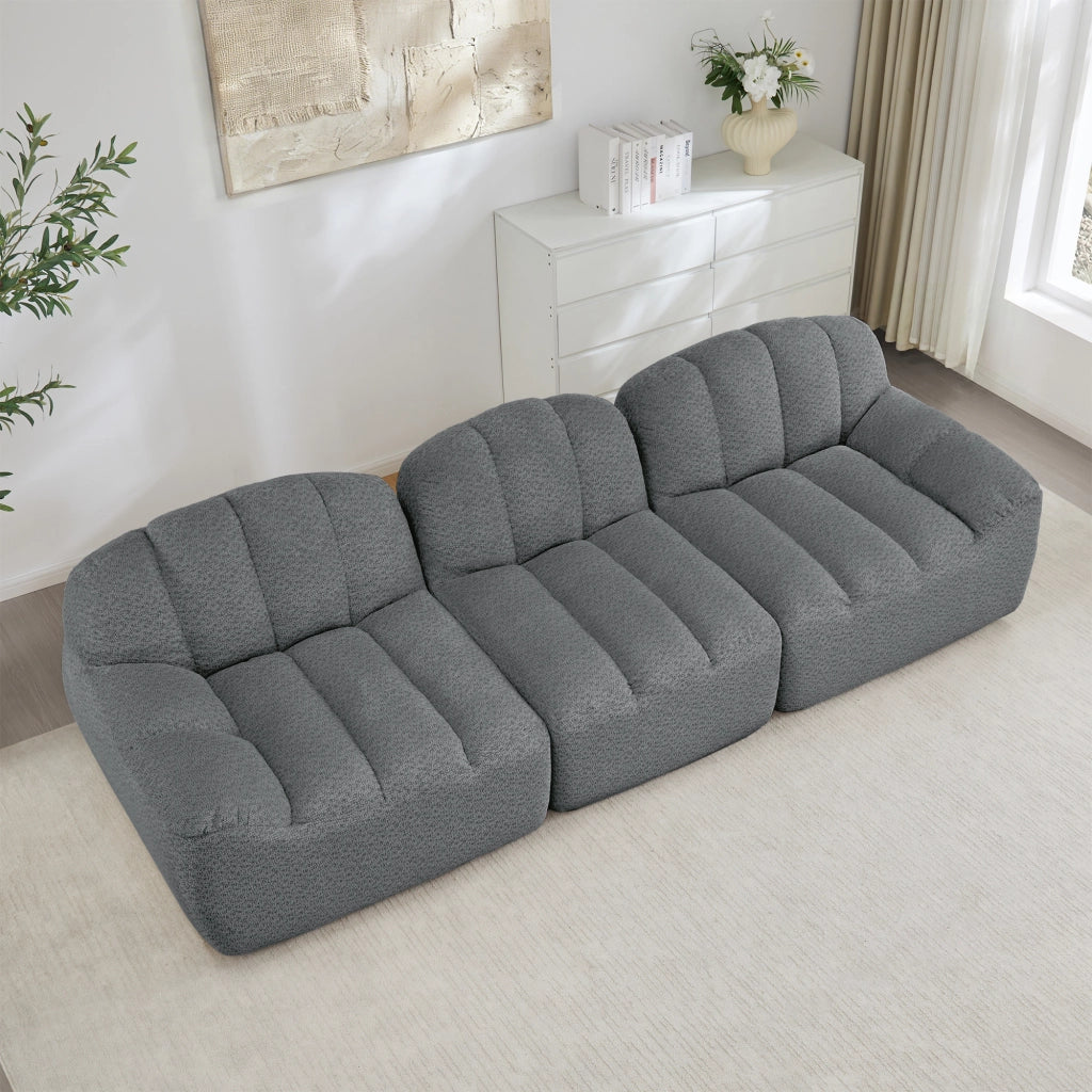 Divano 3 posti modulare imbottito ¨C MINIMAL ¨C Tessuto grigio morbido