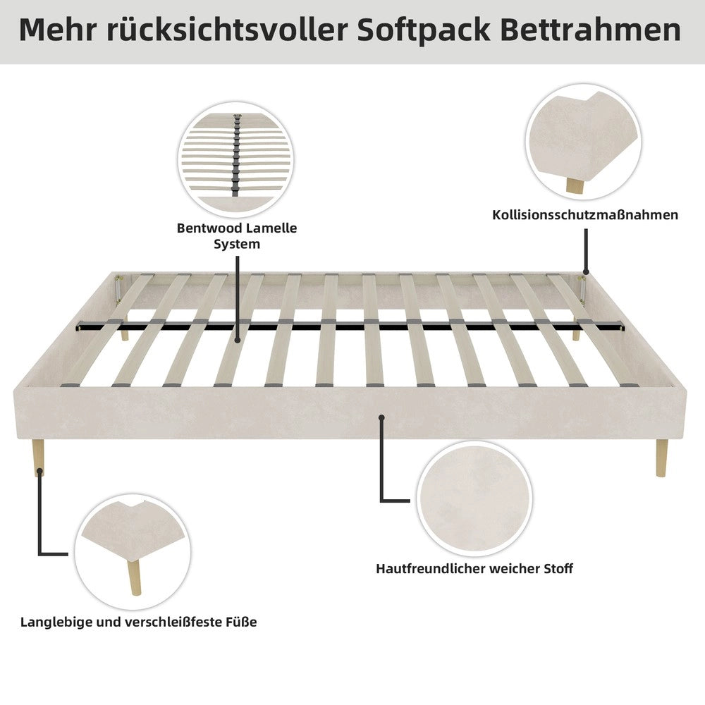 Letto Imbottito in Velluto ¨C Xylo ¨C Beige 160x200