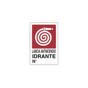 Cartello lancia antincendio idrante n° - cm 20X30
