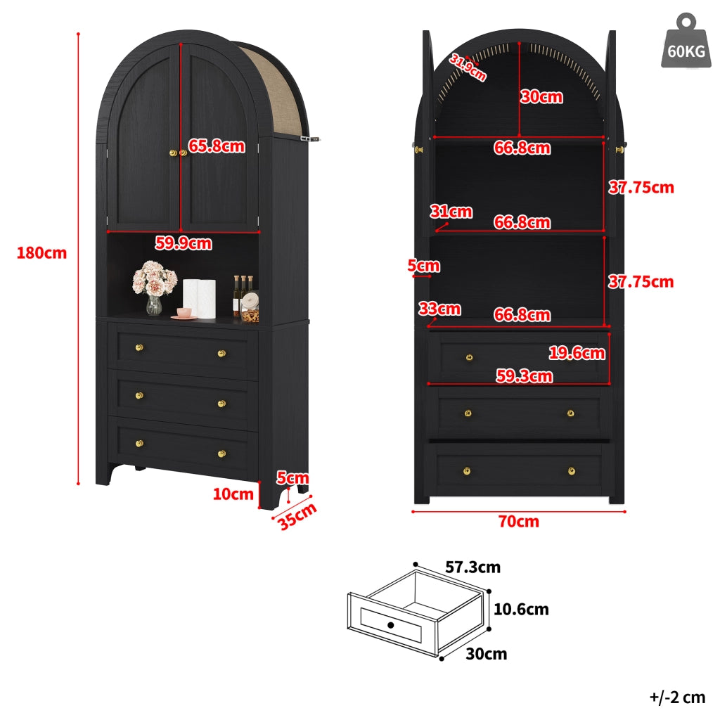 Credenza con cassetti in MDF nero