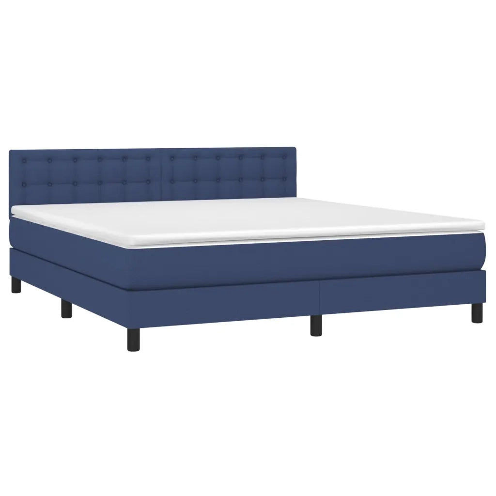 Letto a Molle con Materasso e LED Blu 180x200 cm in Tessuto