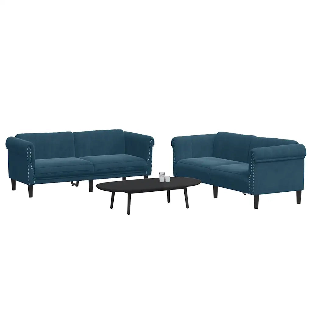 Set di Divani 2 pz Blu in Velluto 3209227