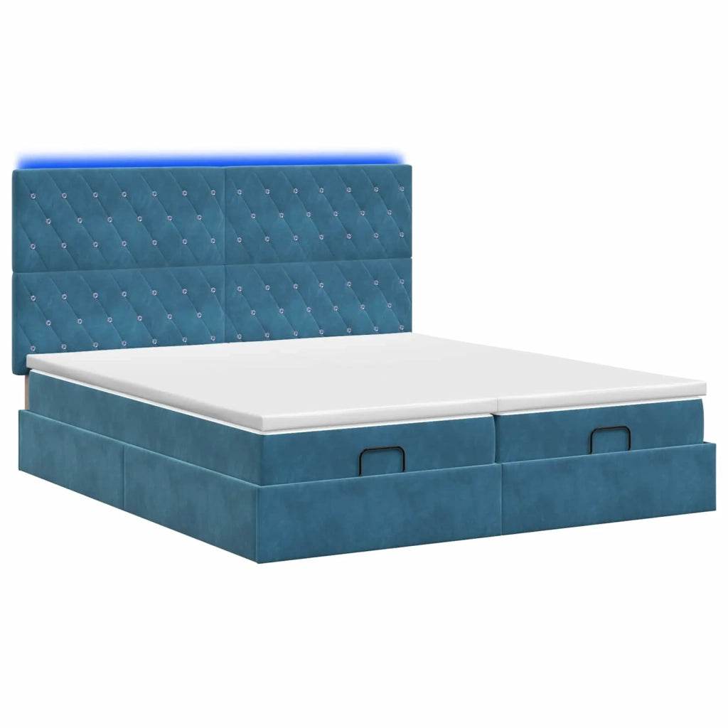 Letto Ottomano con Materasso e LED Blu scuro 200 x 200 cm 3458488