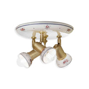 Plafoniera Orientabile Classica Savona Ceramica E Ottone Satinato 3 Luci E14