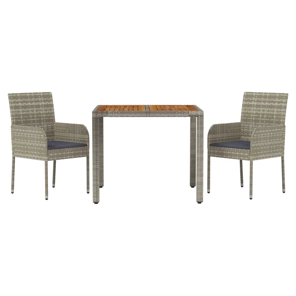 Set da Pranzo da Giardino 3 pz con Cuscini in Polyrattan Grigio 3185017