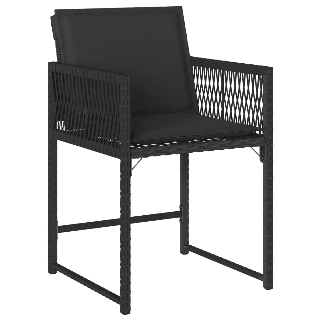 Set da Pranzo da Giardino 9 pz con Cuscini Nero in Polyrattan 3211495