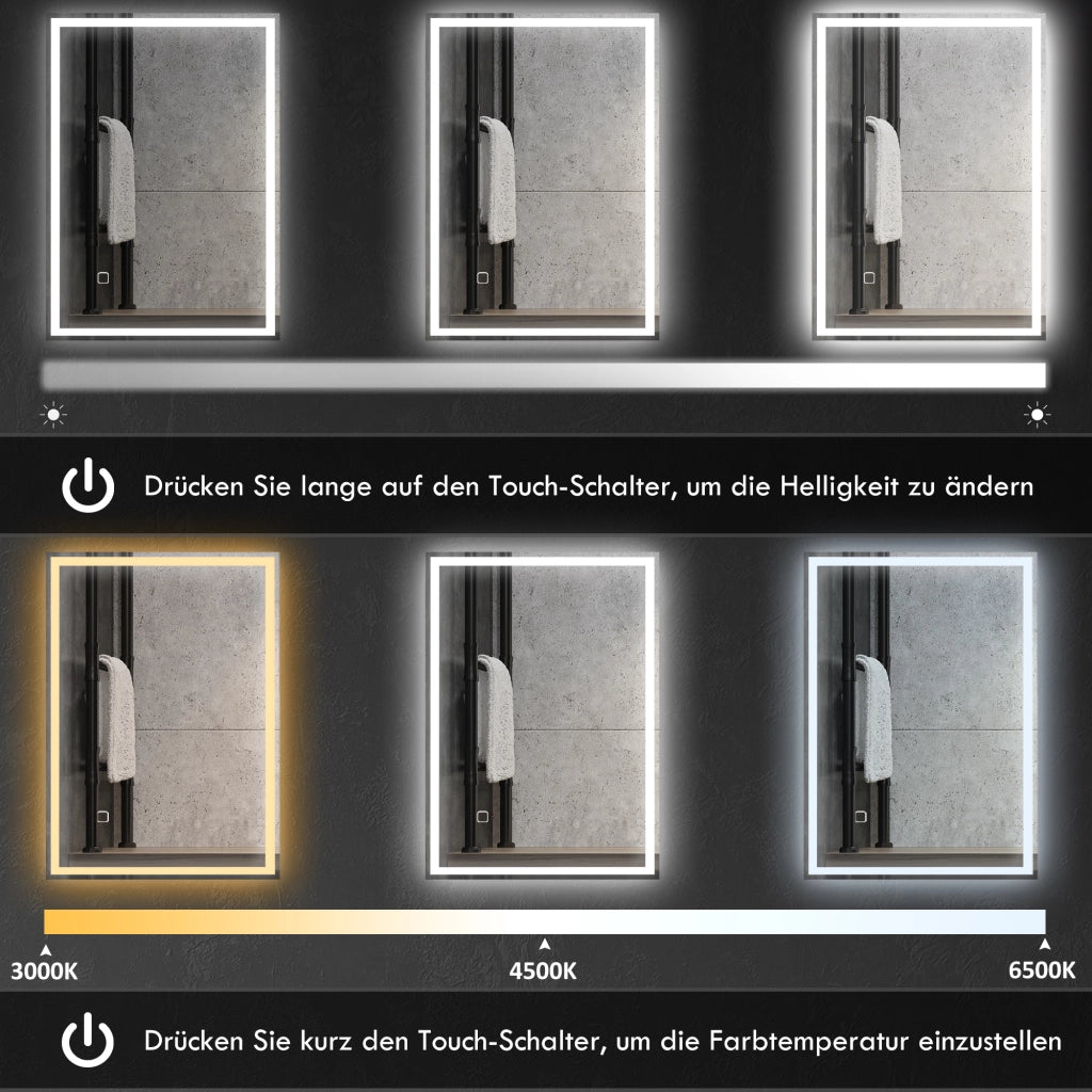 Specchio da Bagno LED con Interruttore Touch ¨C Xylo ¨C Bianco