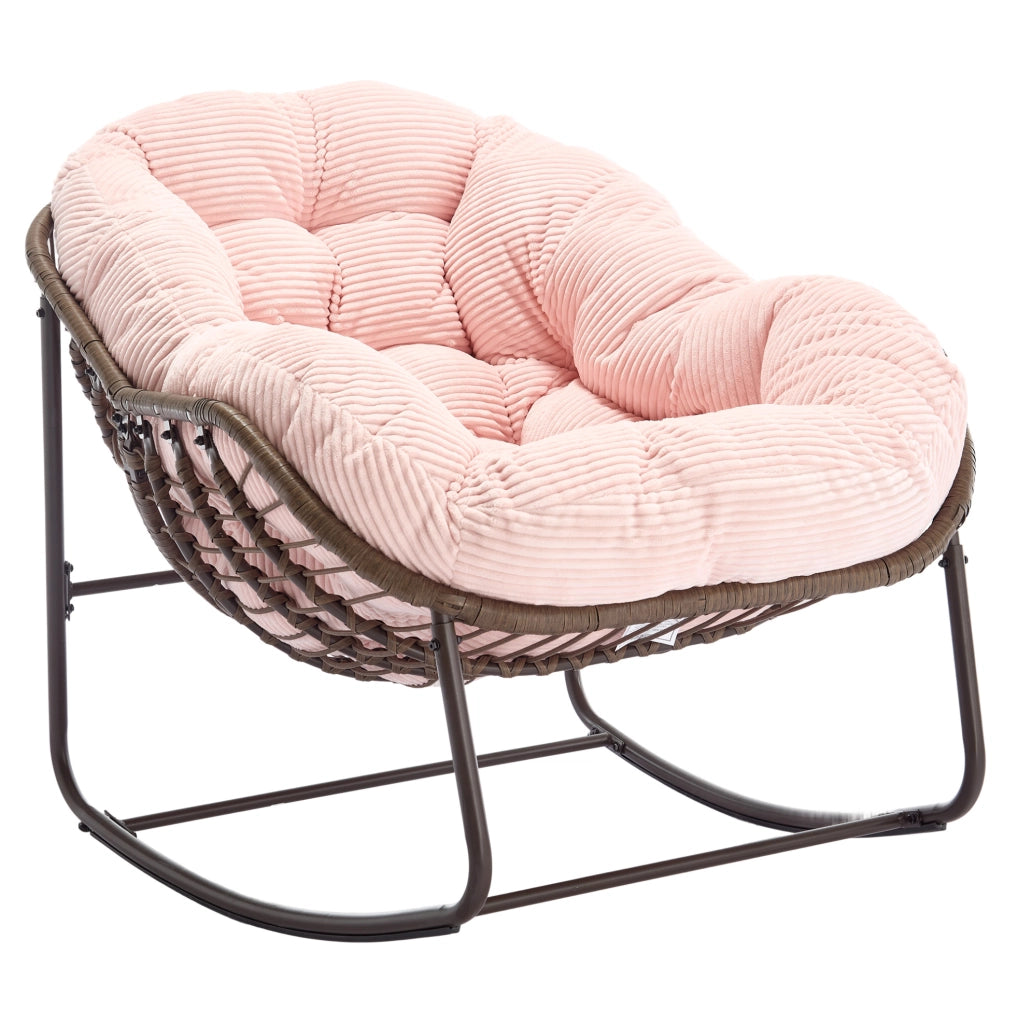 Poltrona a dondolo da esterno 78x106x90 cm in acciaio rosa per terrazza e giardino