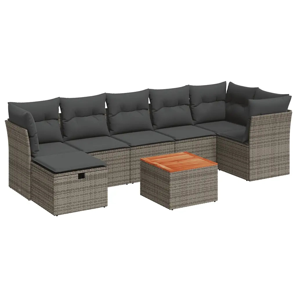 Set Divano da Giardino 8 pz con Cuscini Grigio in Polyrattan 3264735