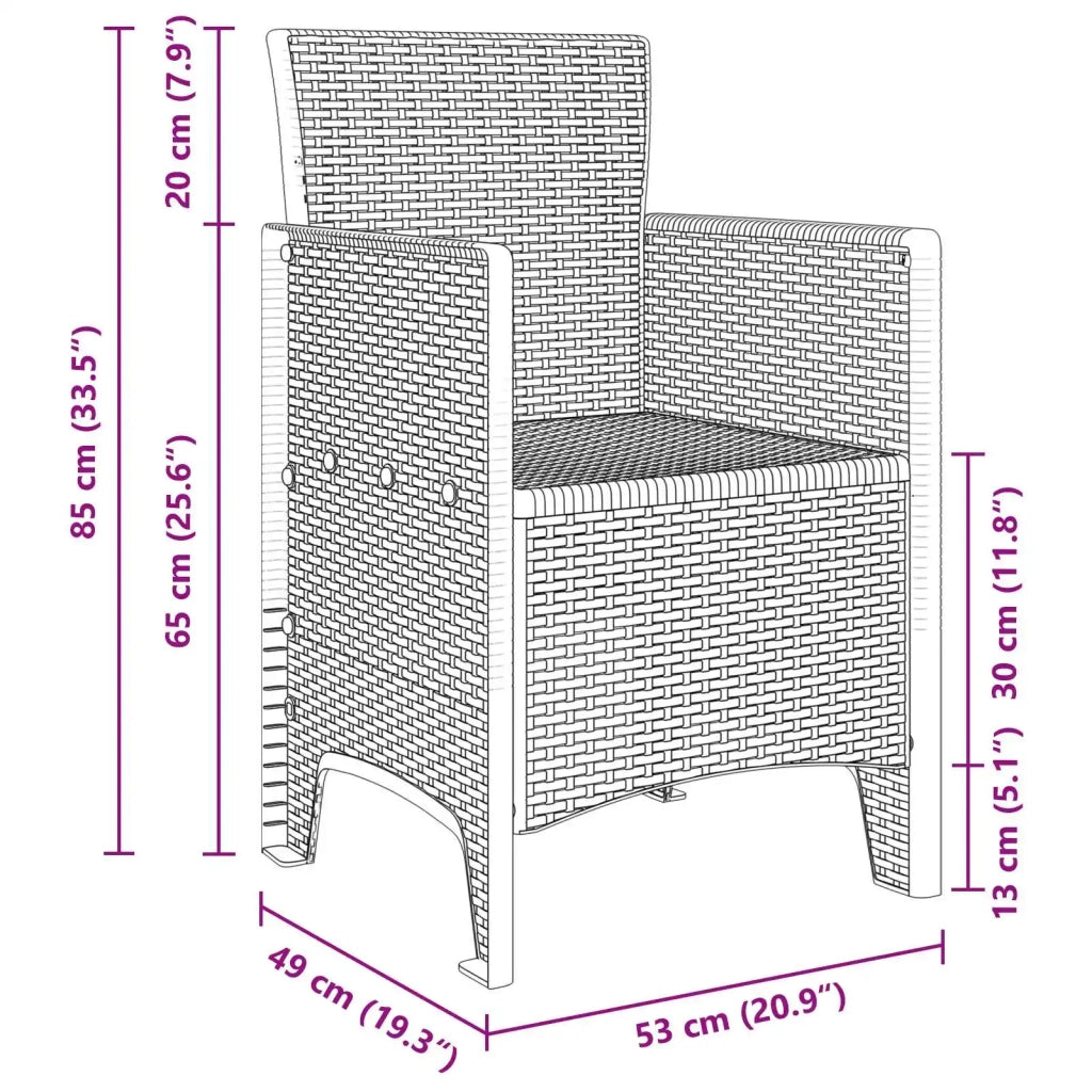 Sedia da Giardino 4 pcs Marrone 53 x 49 x 85 cm Polipropilene