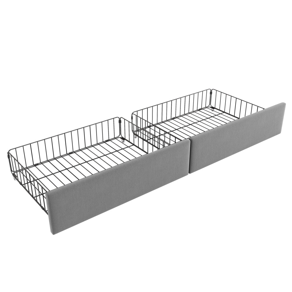 Letto singolo contenitore in velluto grigio 90x190 cm