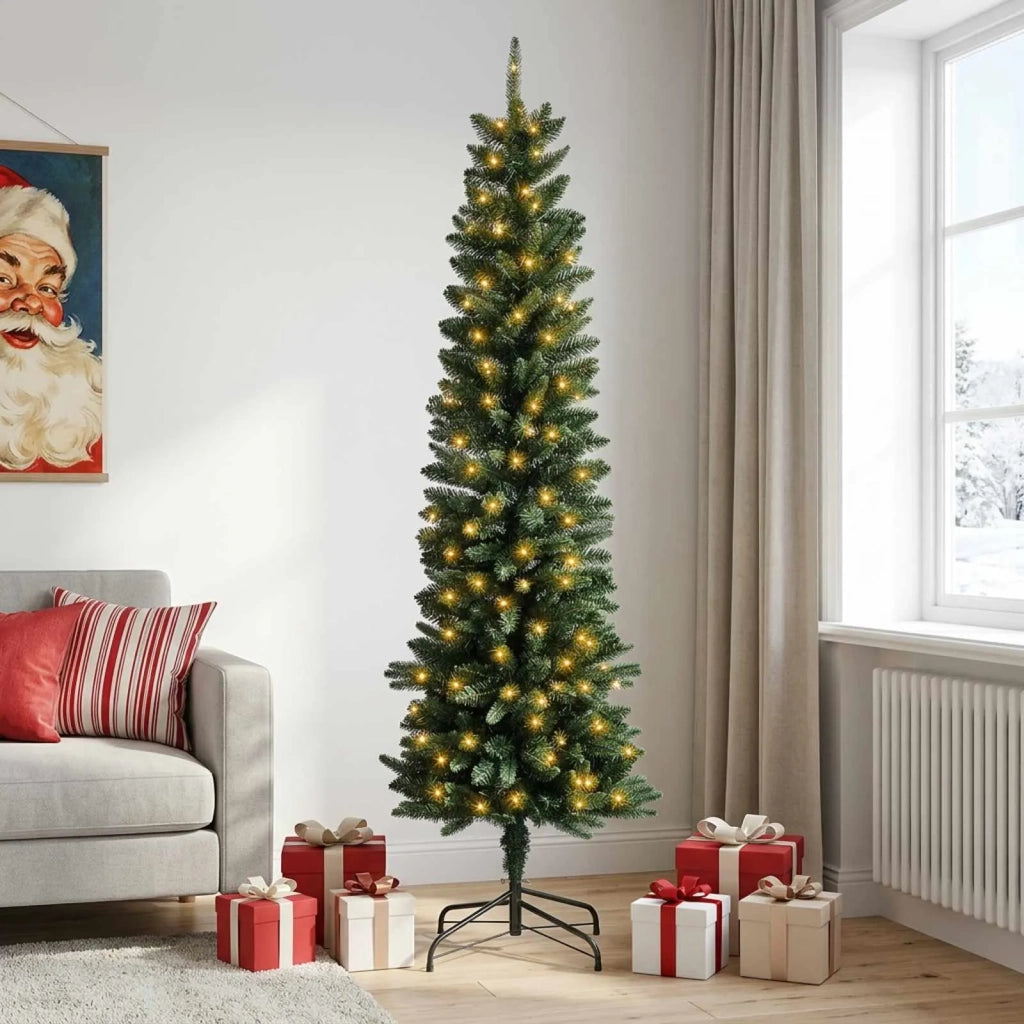 Albero di Natale Artificiale Sottile 180 cm 300 LED 3466347