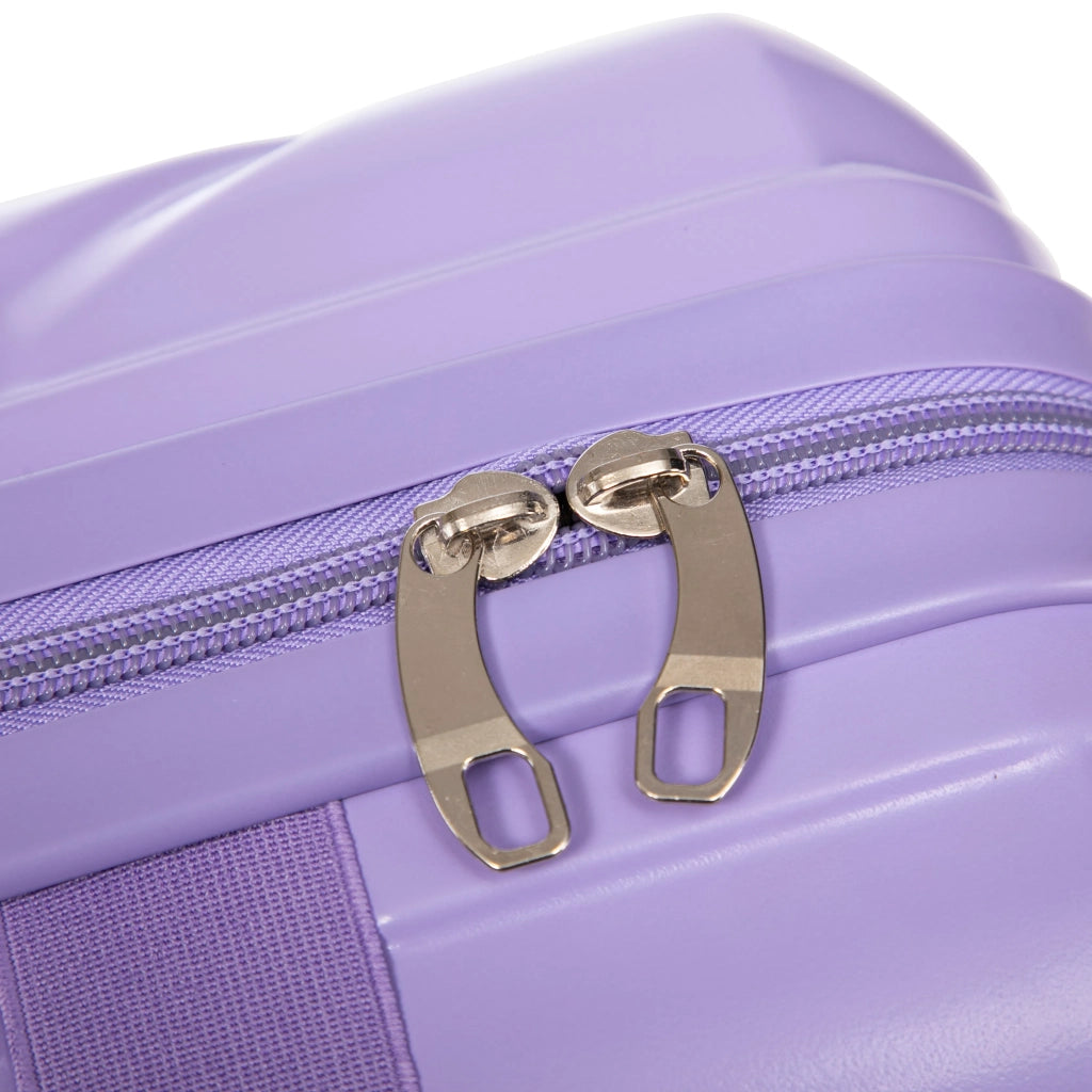 Set 2 valigie ABS con spinner e combinazione, blu + viola, 14"/19" + borsa cosmetica 14