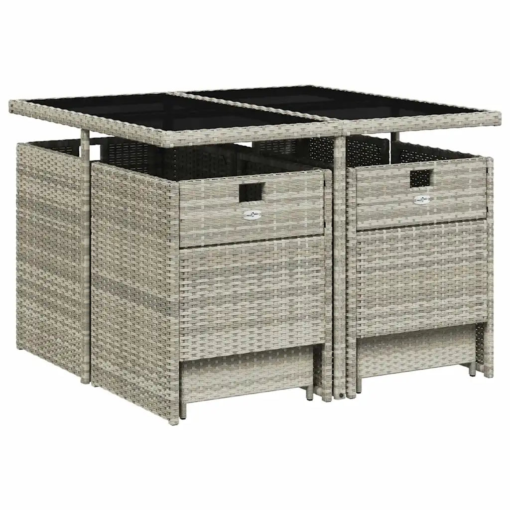 Set Pranzo da Giardino 9pz con Cuscini Grigio Chiaro Polyrattan 3210599