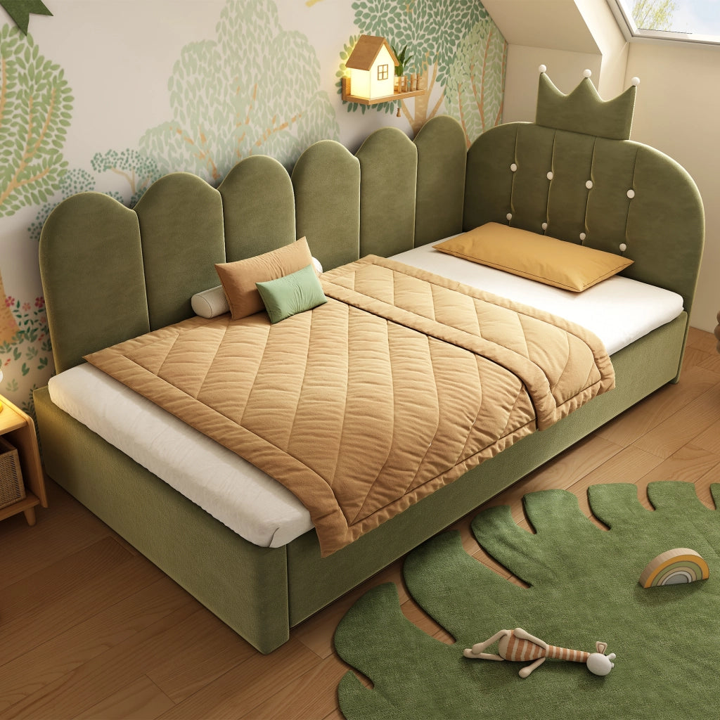 Letto singolo con letto estraibile verde 90 x 200 cm