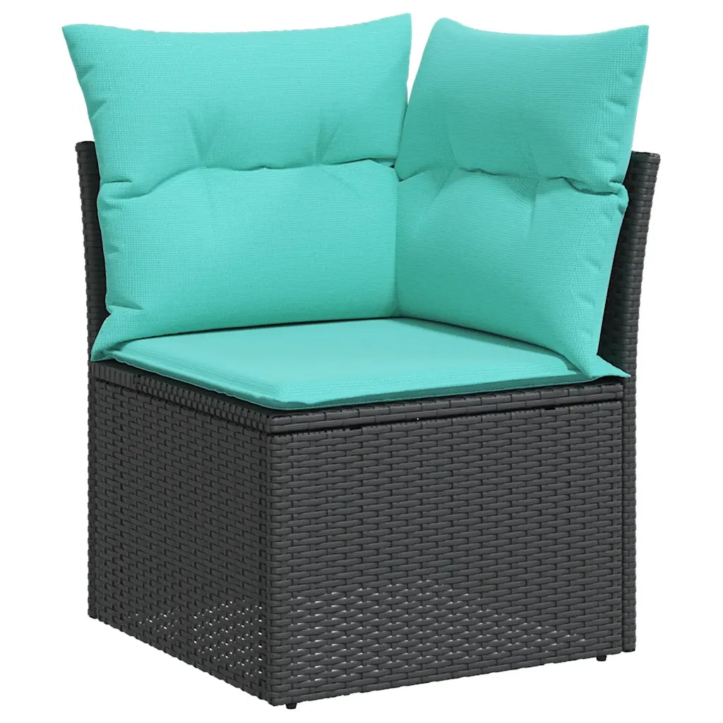 Set Divani da Giardino 7 pz con Cuscini Nero in Polyrattan 3227023