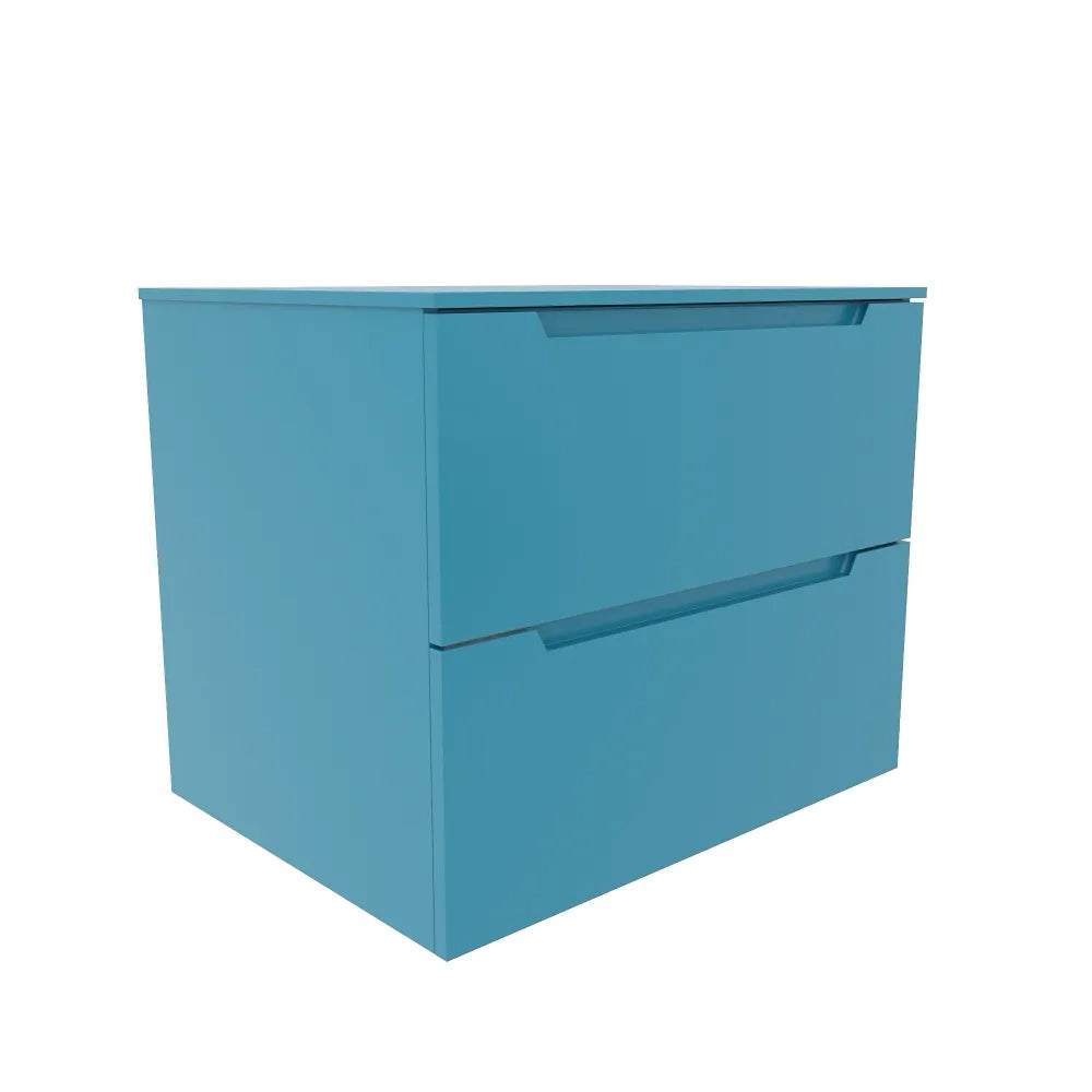 Mobile bagno sospeso 80cm dusk blue due cassetti soft-close con top | Bako