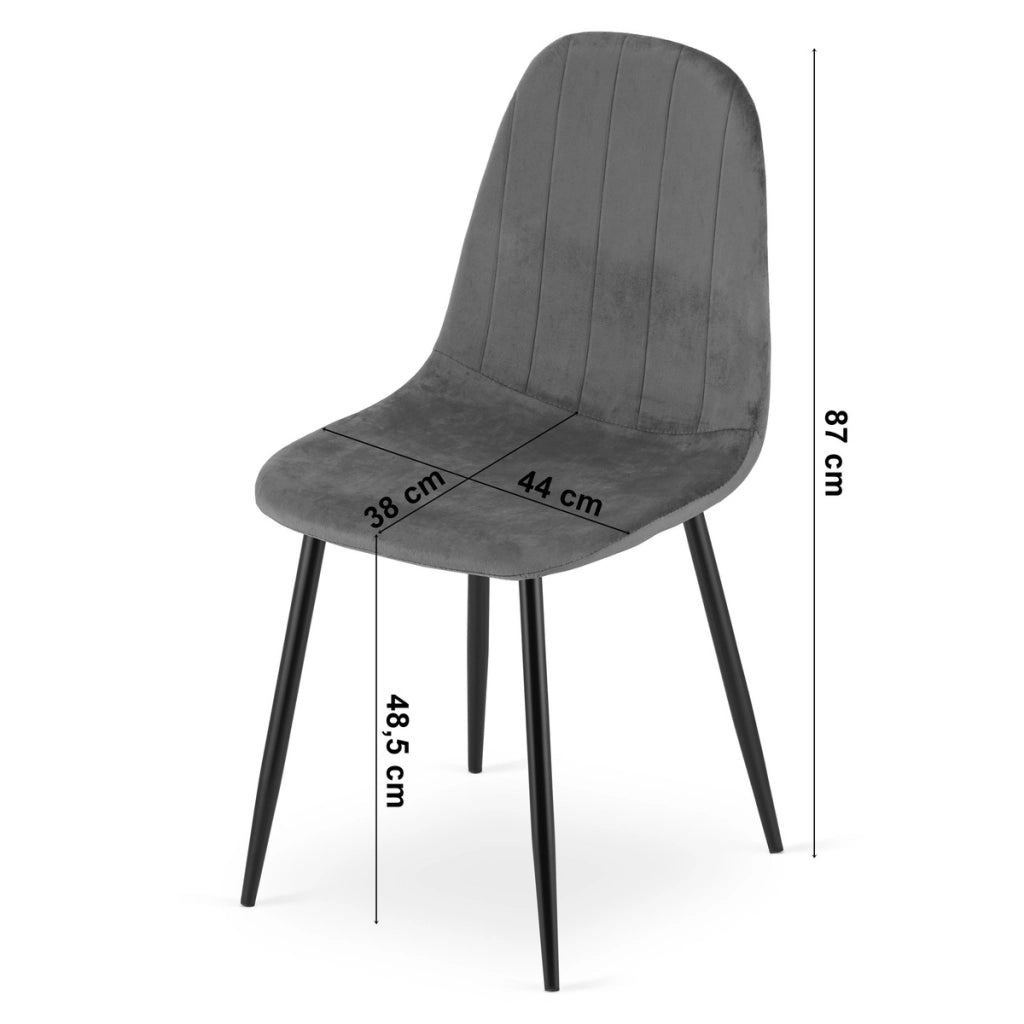 Sedia Padva in velluto nero con gambe effetto rovere