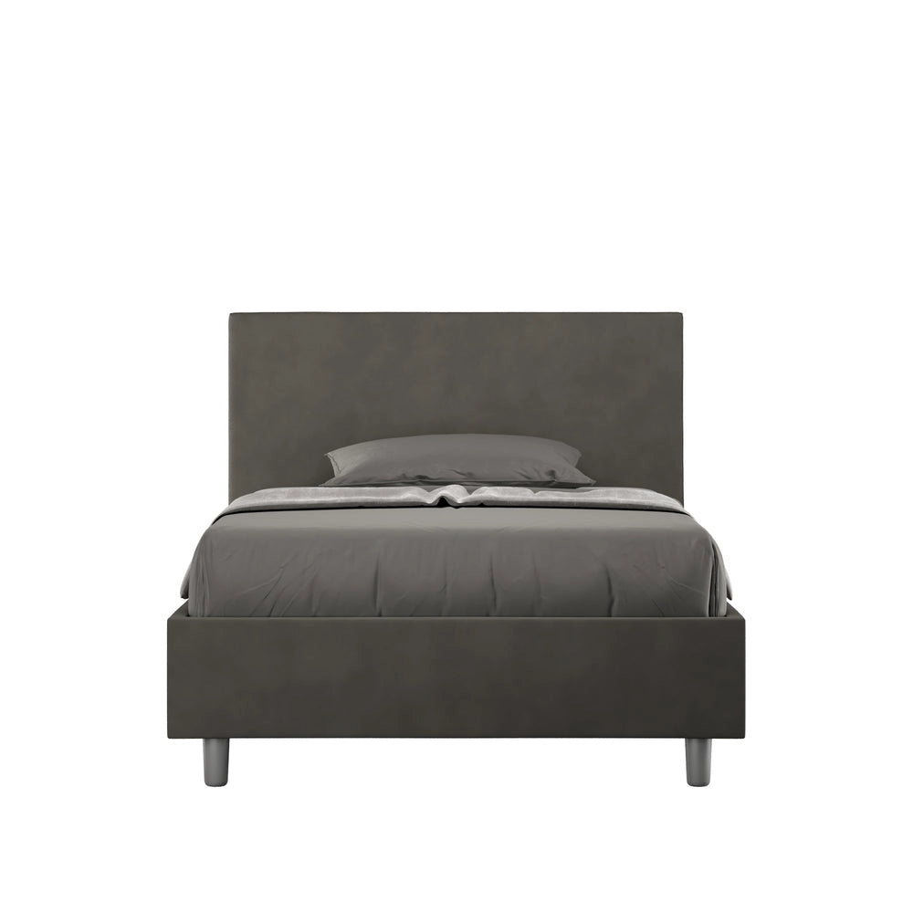 Letto 1 Piazza e Mezzo 130x190 cm con Rete e Contenitore Adele Grigio