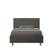 Letto 1 Piazza e Mezzo 130x190 cm con Rete e Contenitore Adele Grigio