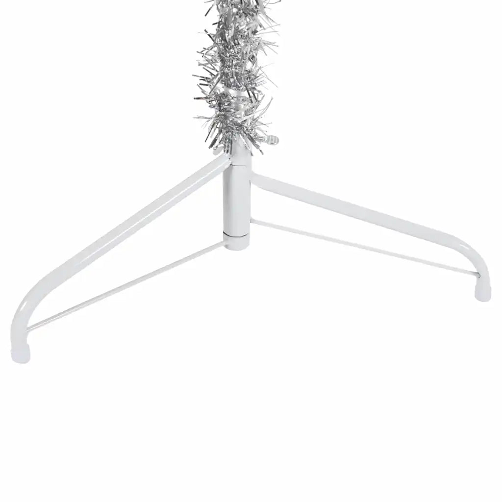 Albero Natale Artificiale Sottile a Met¨¤ Supporto-Albero Natalizio Argento 210cm