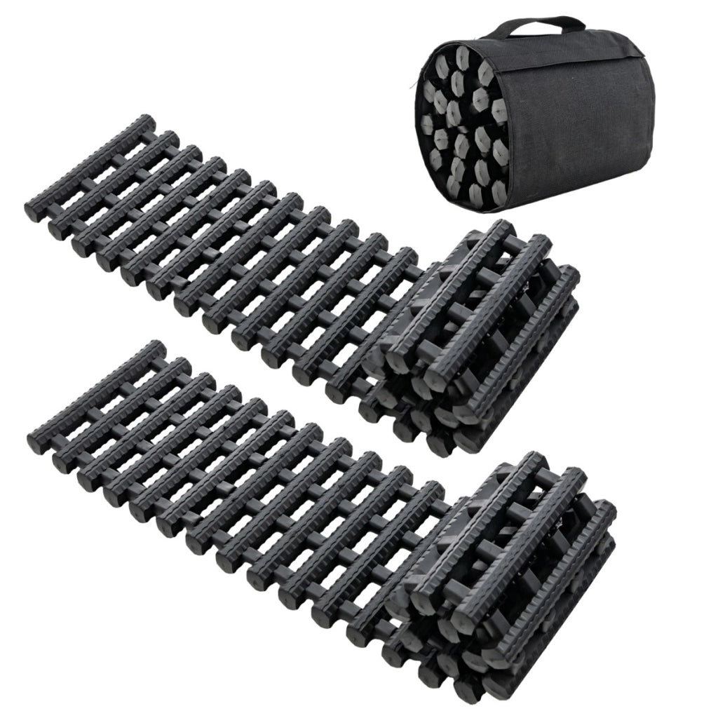 Set di 2 tappetini antisdrucciolevoli per pneumatici, Tappetino di recupero TPR portatile con borsa 80x21x2,8cm-Accessori per veicoli