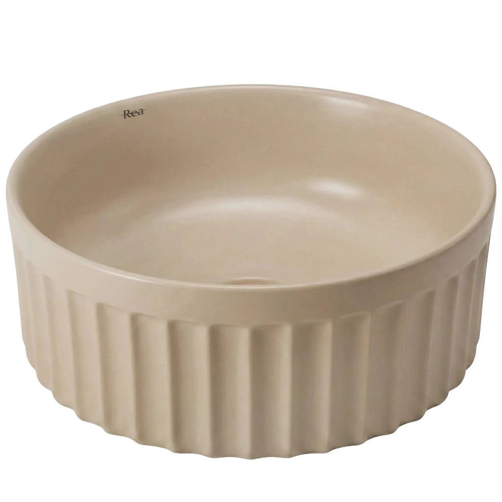 Set: Wc Sospeso + Lavabo Da Appoggio Rea Duo Caffe Latte Matt