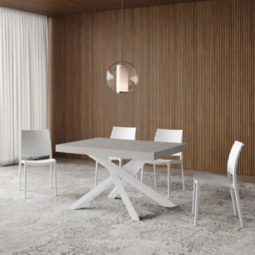 Tavolo allungabile 130/390x90 cm Volantis cashmere telaio Bianco