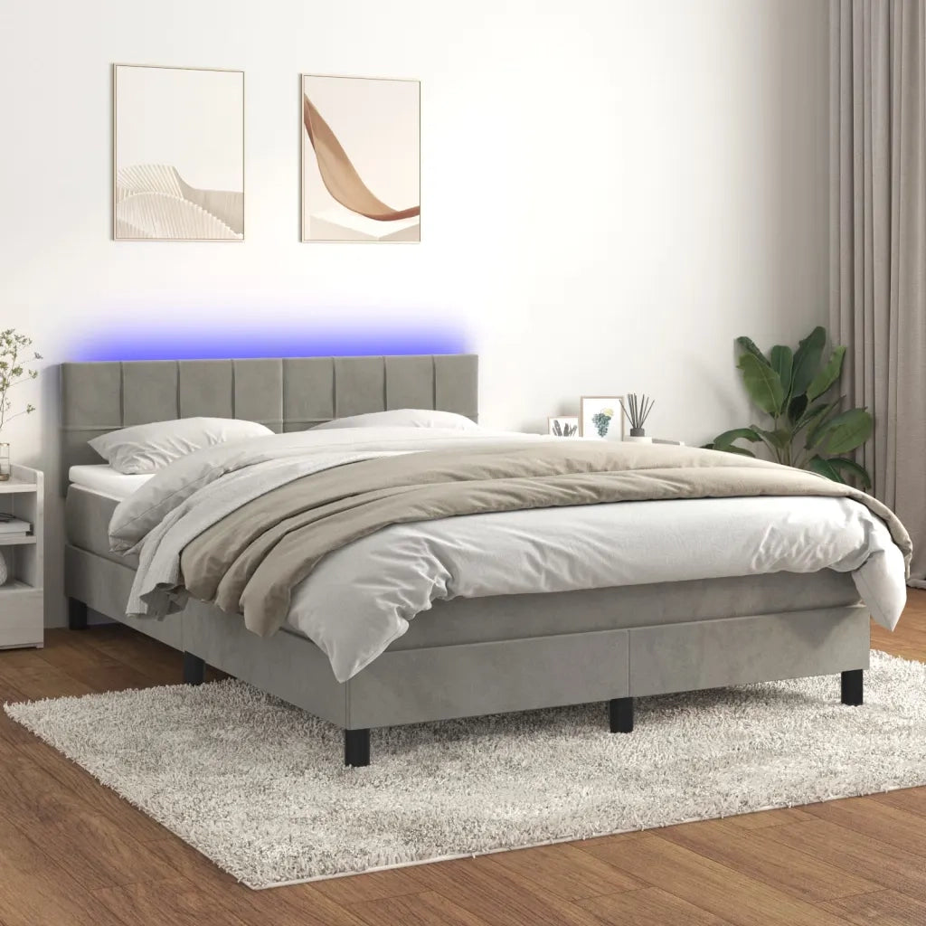 Letto a Molle con Materasso e LED Grigio Chiaro 140x200 cm 3134405
