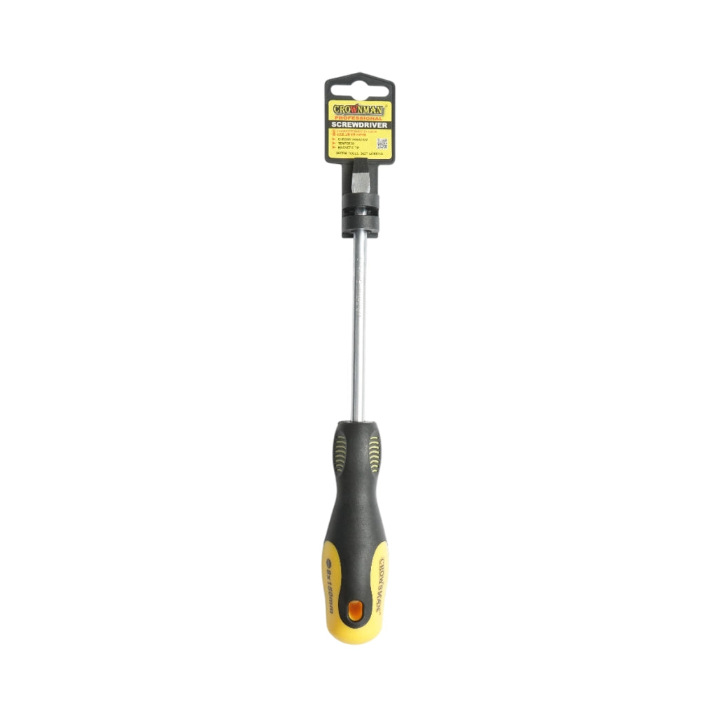 Cacciavite dritto Crownman 8x150mm con punta magnetica professionale Cr-V