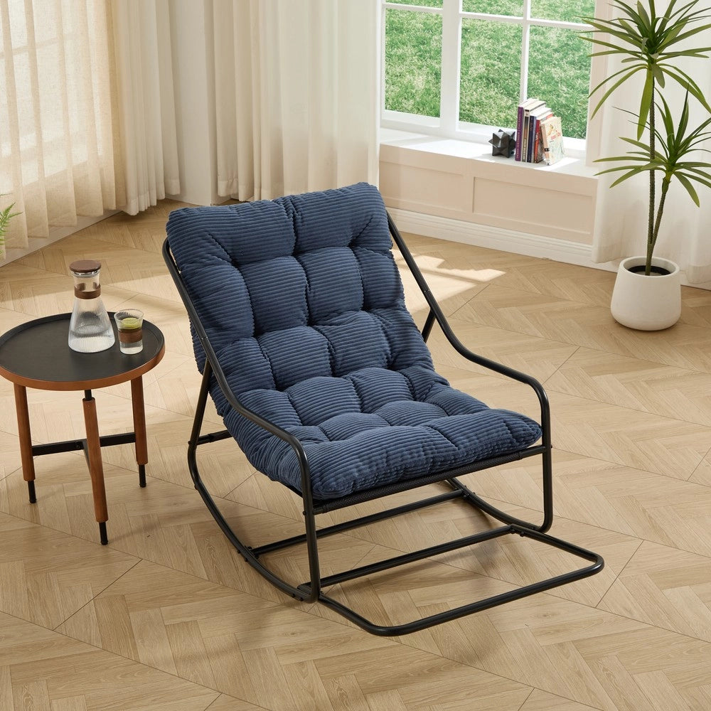 Poltrona a Dondolo con Cuscino ¨C Xylo ¨C Nero/Blu Navy