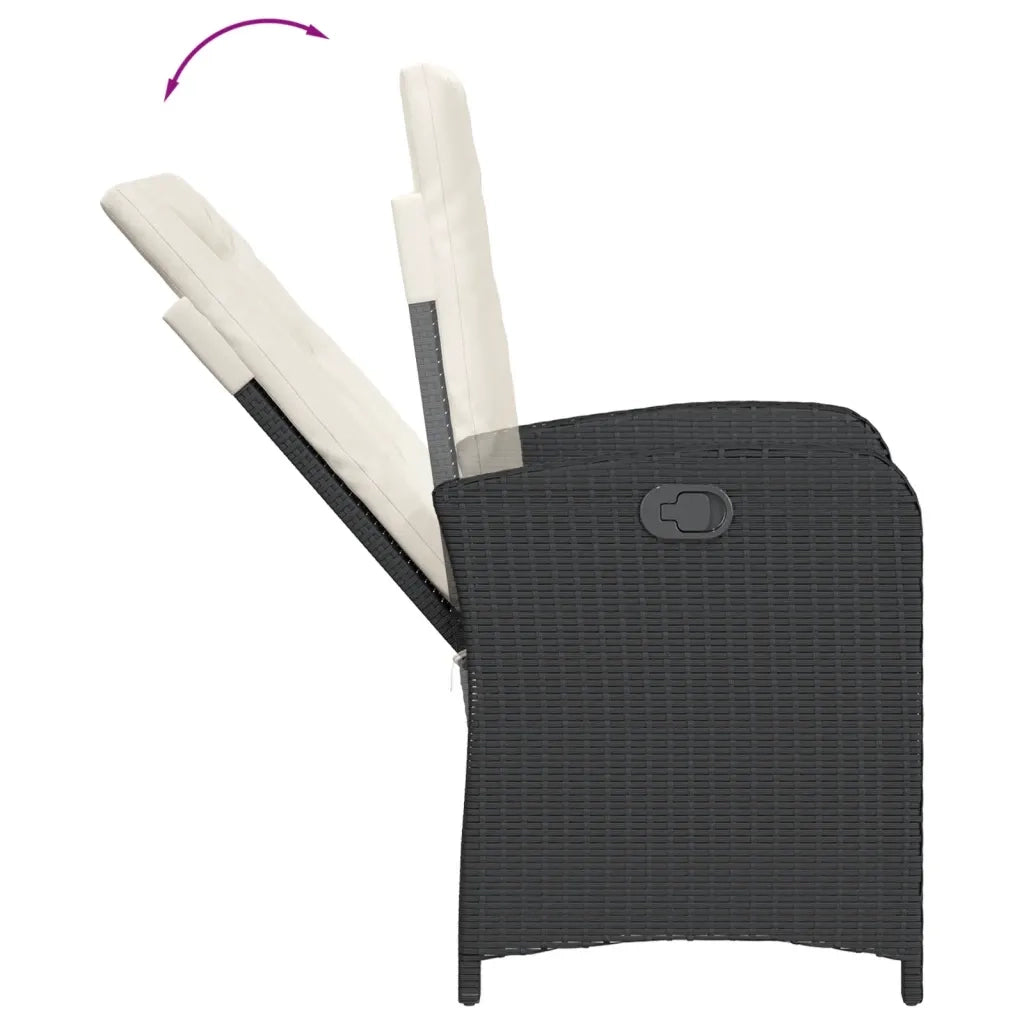 Set da Pranzo da Giardino 5 pz Nero con Cuscini in Polyrattan 3212224