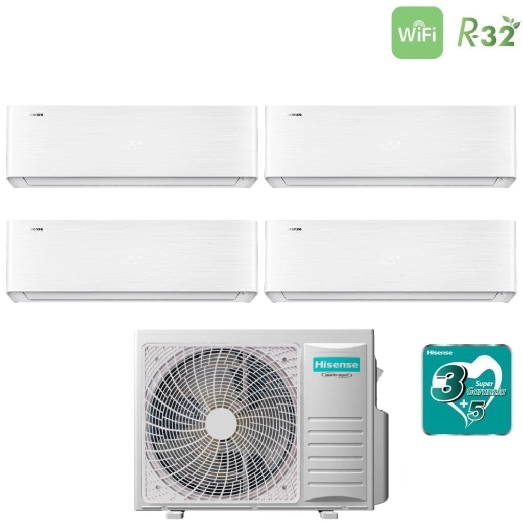 Climatizzatore Condizionatore Hisense Quadri Split Inverter serie ENERGY PRO X 12+12+12+12 con 5AMW105U4RQC R-32 Wi-Fi Integrato 12000+12000+12000+12000