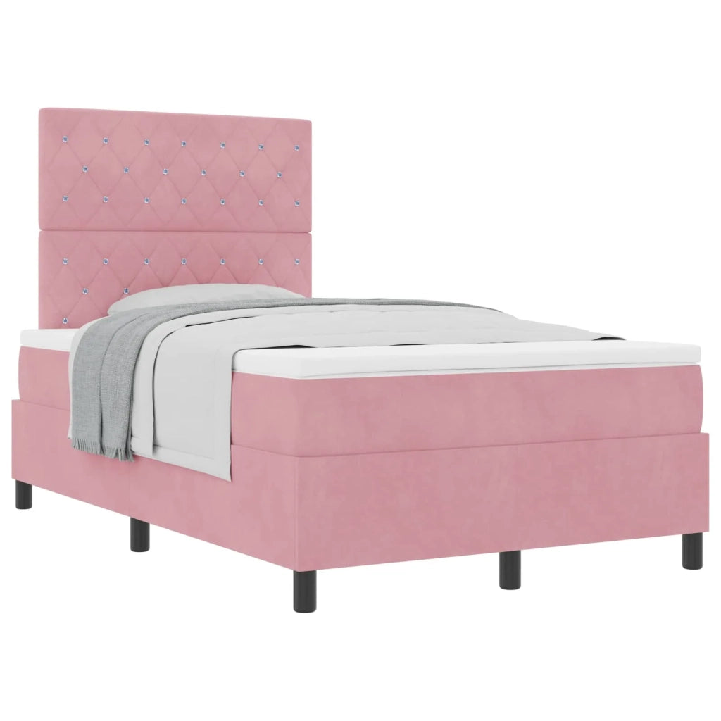 Letto a molle con materasso Rosa 120 x 190 cm Velluto 3339757