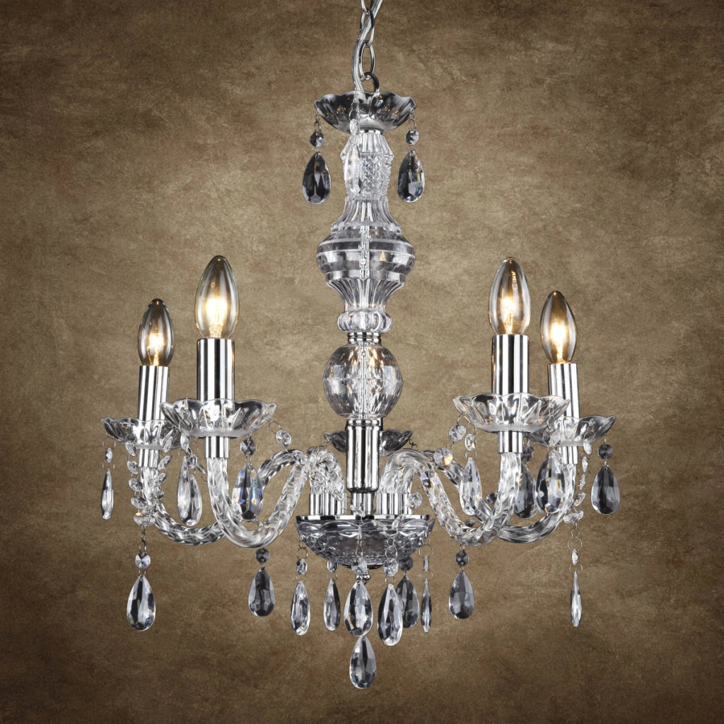 Lampadario a 5 Bracci con Cristalli Artificiali - Trasparente Cromato lux.pro