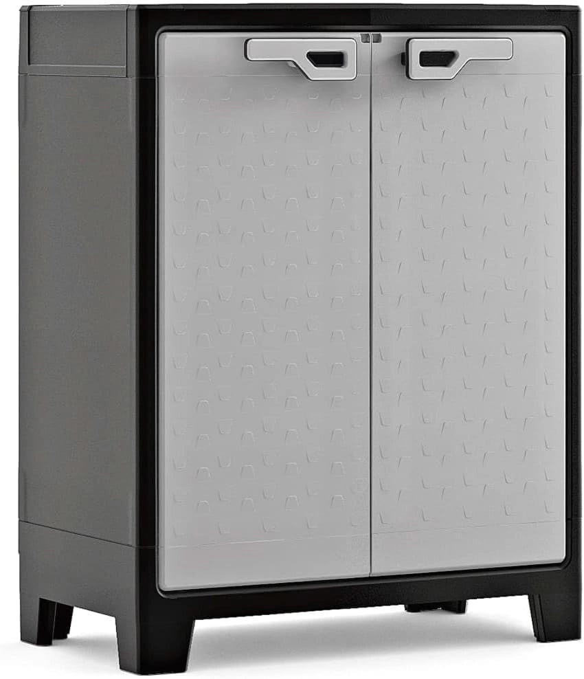 Armadio 2 Ripiani 80x44x100 cm Keter Titan Basso XL Grigio e Nero
