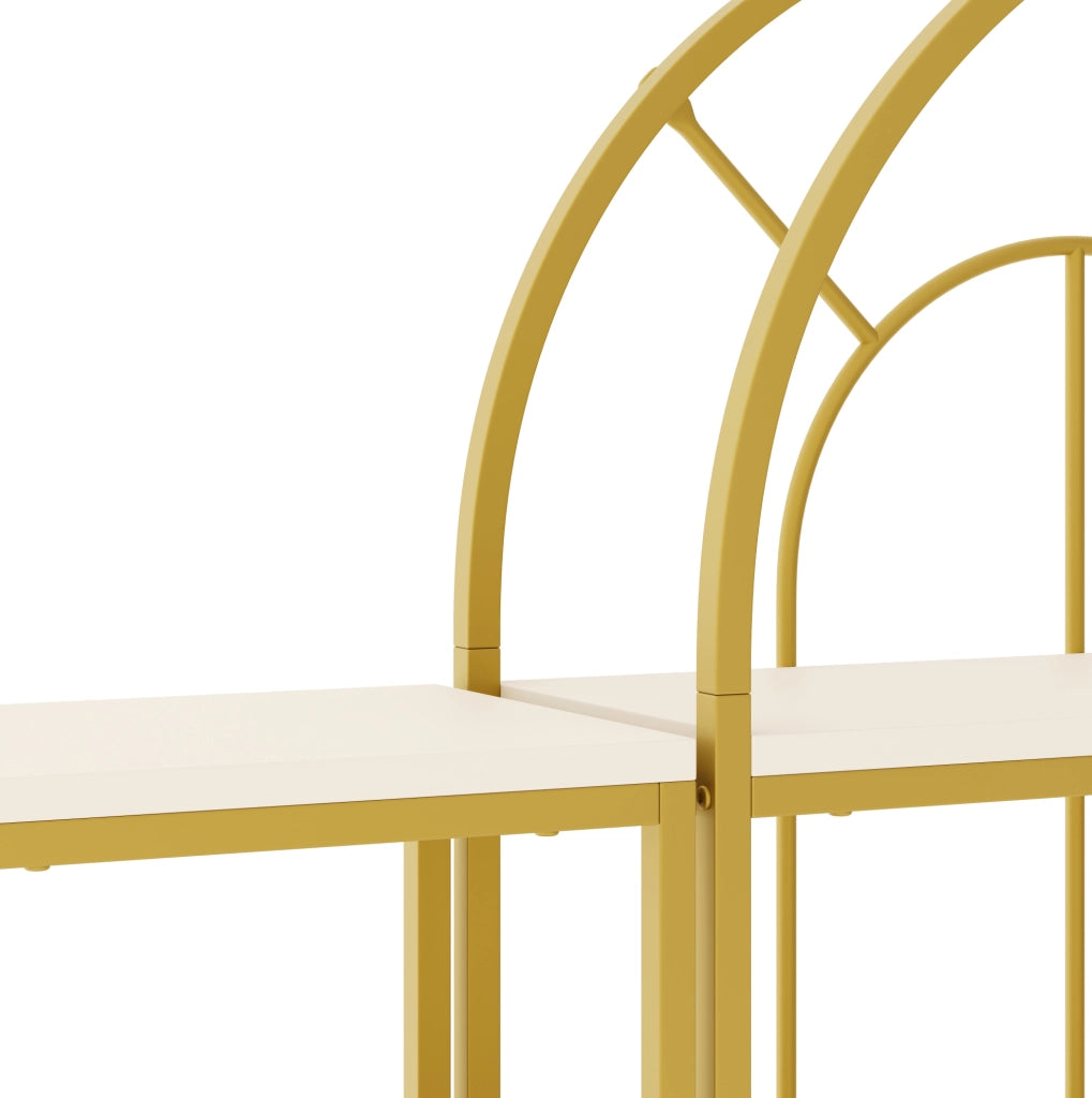 Set di scaffali modulari 163x30x184 cm in MDF e acciaio oro e bianco